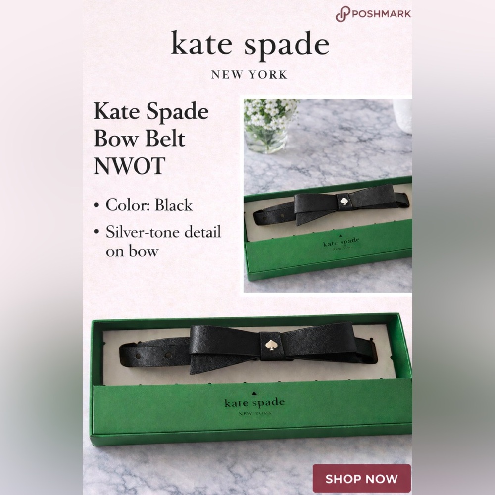 Kate Spade Black Bow Belt with Silver Accent
